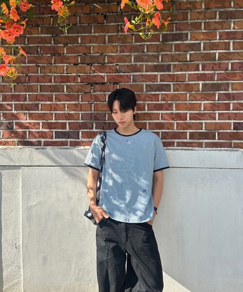 BER DE NOIR(ベールドノワール)の「パインストライプリンガーTシャツ(ブルー)(Tシャツ/カットソー・メンズ・その他・SMALL/MEDIUM/LARGE)」の4枚目の写真