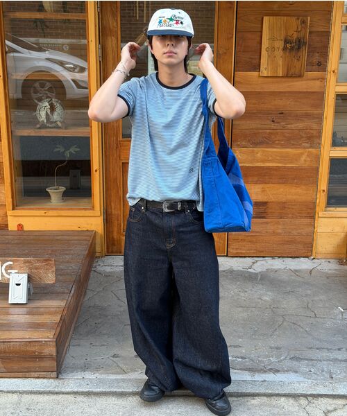 BER DE NOIR(ベールドノワール)の「パインストライプリンガーTシャツ(ブルー)(Tシャツ/カットソー・メンズ・その他・SMALL/MEDIUM/LARGE)」の6枚目の写真