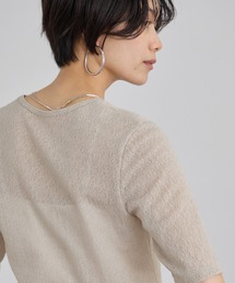 SALON adam et rope' | コットンレーシージャガードハーフスリーブTシャツ(Tシャツ/カットソー)