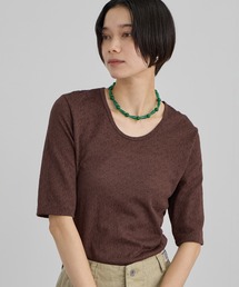 コットンレーシージャガードハーフスリーブTシャツ