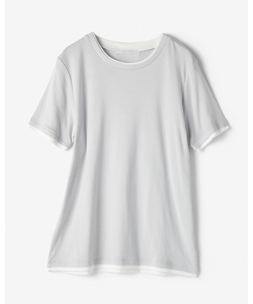 DoCLASSE( ドゥクラッセ)の「コットンガーゼ・配色クルーネック/半袖(Tシャツ/カットソー・レディース・パープル/レッド/ライトグリーン/イエロー/モカ/ブラック/ライトグレー/ダークネイビー・LL/3L/L/M/S)」の13枚目の写真