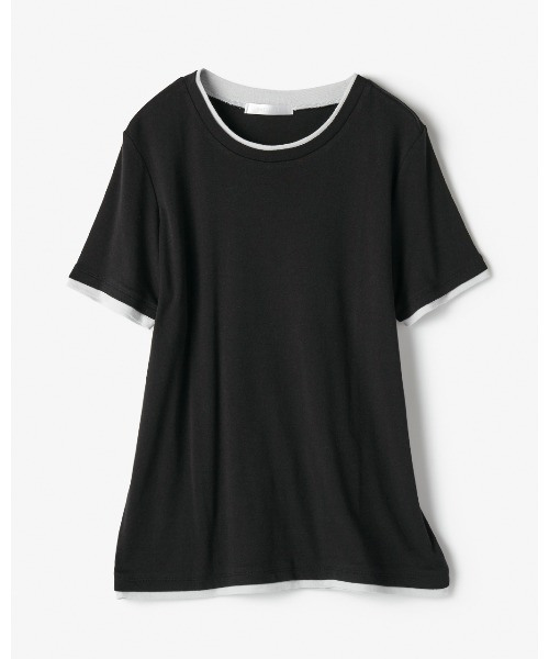 DoCLASSE( ドゥクラッセ)の「コットンガーゼ・配色クルーネック/半袖(Tシャツ/カットソー・レディース・パープル/レッド/ライトグリーン/イエロー/モカ/ブラック/ライトグレー/ダークネイビー・LL/3L/L/M/S)」の15枚目の写真