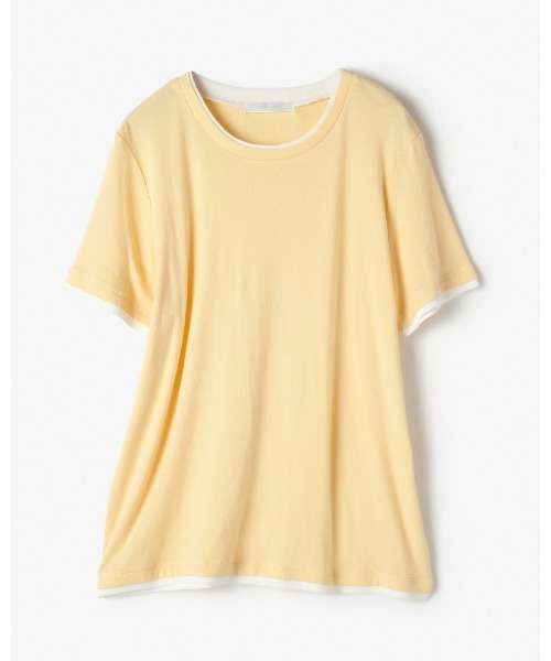 DoCLASSE( ドゥクラッセ)の「コットンガーゼ・配色クルーネック/半袖(Tシャツ/カットソー・レディース・パープル/レッド/ライトグリーン/イエロー/モカ/ブラック/ライトグレー/ダークネイビー・LL/3L/L/M/S)」の17枚目の写真