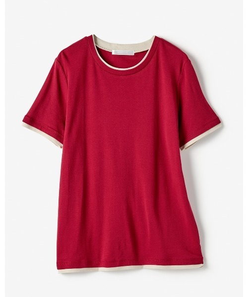 DoCLASSE( ドゥクラッセ)の「コットンガーゼ・配色クルーネック/半袖(Tシャツ/カットソー・レディース・パープル/レッド/ライトグリーン/イエロー/モカ/ブラック/ライトグレー/ダークネイビー・LL/3L/L/M/S)」の19枚目の写真