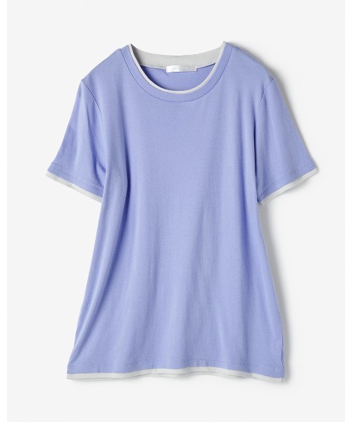 DoCLASSE( ドゥクラッセ)の「コットンガーゼ・配色クルーネック/半袖(Tシャツ/カットソー・レディース・パープル/レッド/ライトグリーン/イエロー/モカ/ブラック/ライトグレー/ダークネイビー・LL/3L/L/M/S)」の11枚目の写真