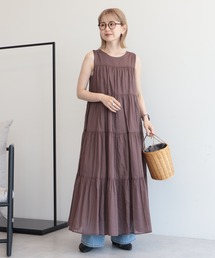 ノースリーブティアードワンピース