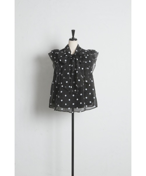 tocco closet(トッコ クローゼット)の「【ZOZO限定】ボウタイドットシアーノースリーブブラウス(シャツ/ブラウス・レディース・ブラック/オフホワイト・M)」の21枚目の写真