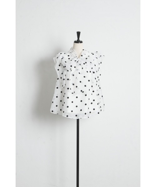 tocco closet(トッコ クローゼット)の「【ZOZO限定】ボウタイドットシアーノースリーブブラウス(シャツ/ブラウス・レディース・ブラック/オフホワイト・M)」の20枚目の写真