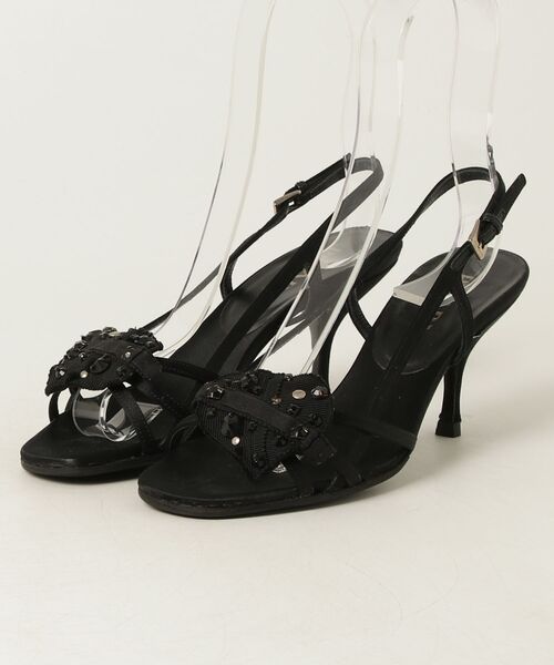 PRADA ビジュー付きミュール 35 ブランド古着】バラビジュー ヒールサンダル（サンダル）｜PRADA