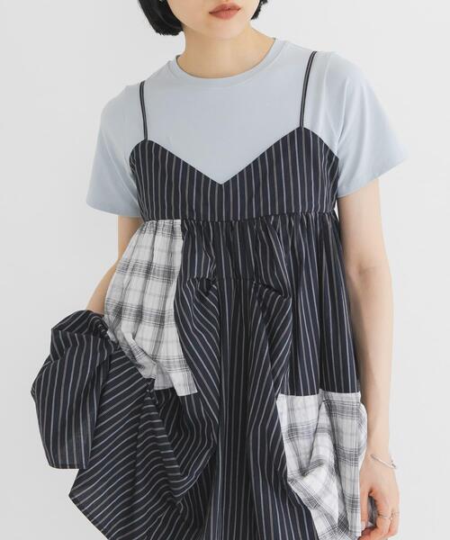 KBF（ケイビーエフ）の「BASICクロップドTEE（Tシャツ/カットソー・レディース・オフホワイト/ライトブルー/チャコールグレー・ONE）」の3枚目の写真