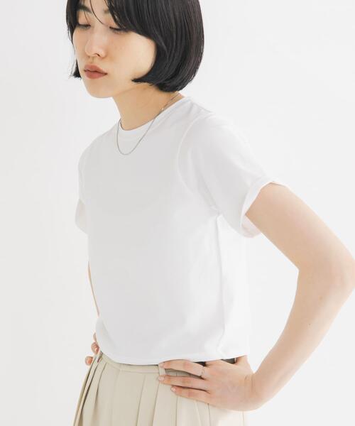 KBF（ケイビーエフ）の「BASICクロップドTEE（Tシャツ/カットソー・レディース・オフホワイト/ライトブルー/チャコールグレー・ONE）」の4枚目の写真