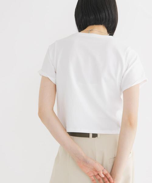 KBF（ケイビーエフ）の「BASICクロップドTEE（Tシャツ/カットソー・レディース・オフホワイト/ライトブルー/チャコールグレー・ONE）」の6枚目の写真