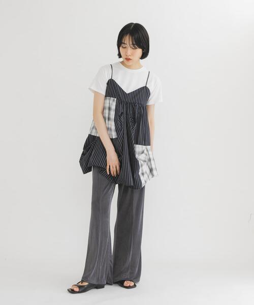 KBF（ケイビーエフ）の「BASICクロップドTEE（Tシャツ/カットソー・レディース・オフホワイト/ライトブルー/チャコールグレー・ONE）」の10枚目の写真
