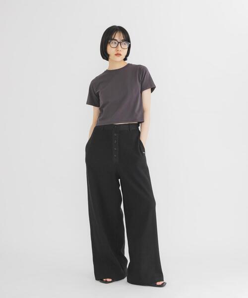 KBF（ケイビーエフ）の「BASICクロップドTEE（Tシャツ/カットソー・レディース・オフホワイト/ライトブルー/チャコールグレー・ONE）」の16枚目の写真