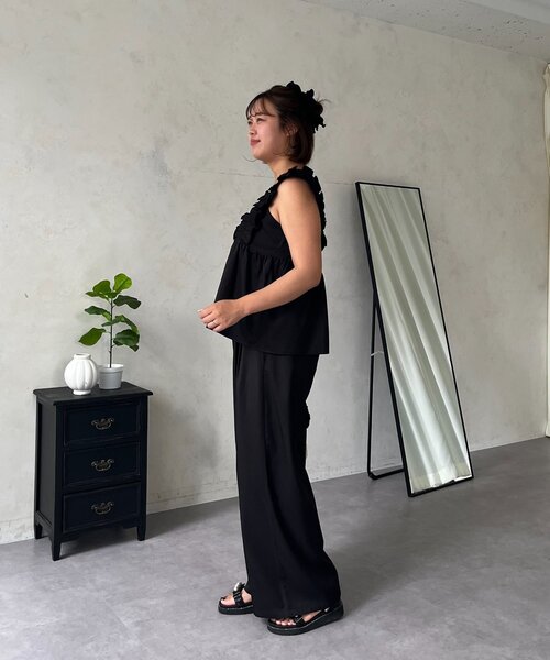 prose verse(プロズヴェール)の「【SAPON】〈接触冷感〉フリルビスチェ×タックパンツセットアップ(つなぎ/オールインワン・レディース・グレイッシュベージュ/ブラック・MEDIUM/PL/PM/LARGE)」の19枚目の写真