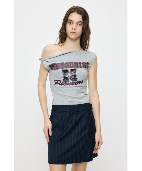MOUSSY（マウジー）の「ASYMMETRY COLLEGE タンクトップ（タンクトップ・レディース・ネイビー/杢グレー/オフホワイト・FREE）」の2枚目の写真