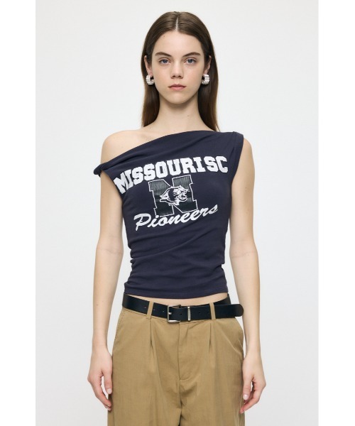 MOUSSY（マウジー）の「ASYMMETRY COLLEGE タンクトップ（タンクトップ・レディース・ネイビー/杢グレー/オフホワイト・FREE）」の4枚目の写真