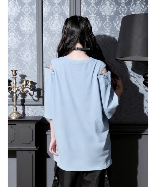 NOEMIE(ノエミー)の「肩ZIPアバラプリントTシャツ(Tシャツ/カットソー・レディース・ブラック/オフホワイト/ブルー系その他・M)」の9枚目の写真