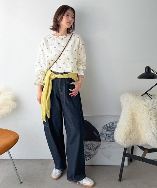 Classical Evon（クラシカルエヴォン）の「【Classical Evon】品よく、大人の装いに華やぎを。ジャガード小花柄キャンディスリーブブラウス（長袖）（シャツ/ブラウス・レディース・ブラック/アイボリー・MEDIUM/LARGE/X-LARGE/SMALL）」の17枚目の写真