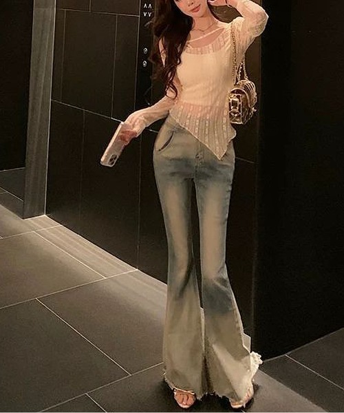 MAISON DE THERESE(メゾン ド テレーズ)の「夏新作レースシアートップス/スリム不規則ヘム フィットシルエット(Tシャツ/カットソー・レディース・White/Beige・FREE)」の12枚目の写真