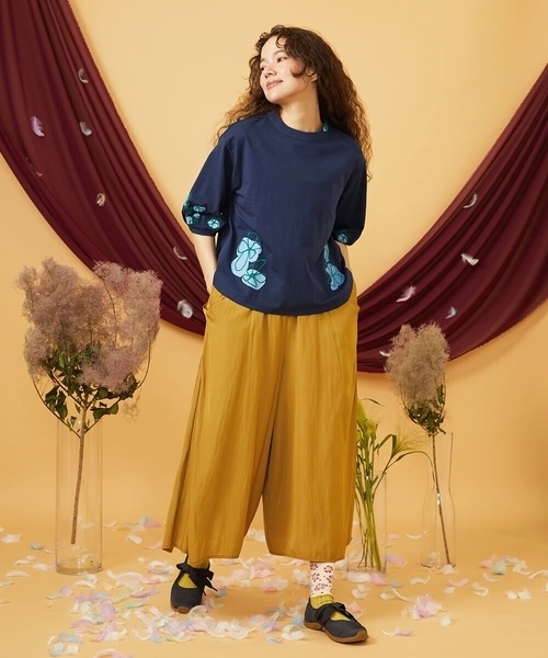 Jocomomola（ホコモモラ）の「【接触冷感】Amigo フラワー刺繍プリントカットソー（Tシャツ/カットソー・レディース・ネイビー/クリーム・40）」の17枚目の写真