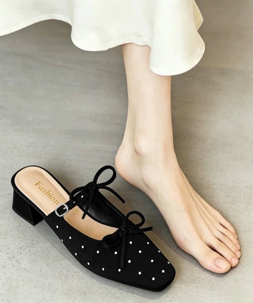 Miniministore(ミニミニストア)の「リボン付きミュールサンダルラインストーン(パンプス・レディース・ブラック・23.0cm/22.5cm/24.5cm/24.0cm/23.5cm)」の13枚目の写真