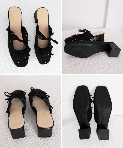 Miniministore(ミニミニストア)の「リボン付きミュールサンダルラインストーン(パンプス・レディース・ブラック・23.0cm/22.5cm/24.5cm/24.0cm/23.5cm)」の10枚目の写真