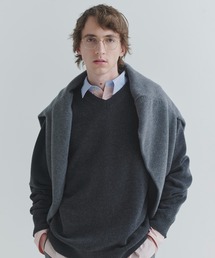 Super 180s Fine Merino Wool Minimal V-Neck Knit Pullover