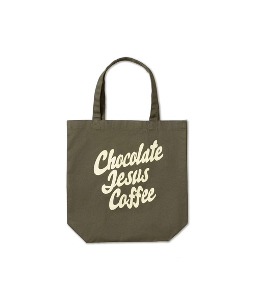 Chocolate Jesus Coffee（チョコレートジーザスコーヒー）の「COFFEE LOGO TOTE BAG（トートバッグ・メンズ・レッド/オリーブ・MEDIUM）」の2枚目の写真