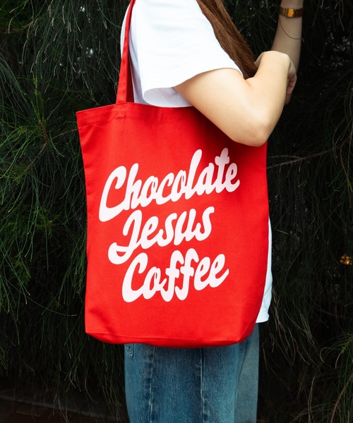 Chocolate Jesus Coffee（チョコレートジーザスコーヒー）の「COFFEE LOGO TOTE BAG（トートバッグ・メンズ・レッド/オリーブ・MEDIUM）」の8枚目の写真
