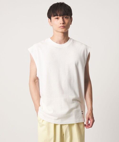 CITEN(シテン)の「<CITEN>コットンメッシュスリーブレスT(タンクトップ・メンズ・ホワイト/ブラック・L/M)」の1枚目の写真