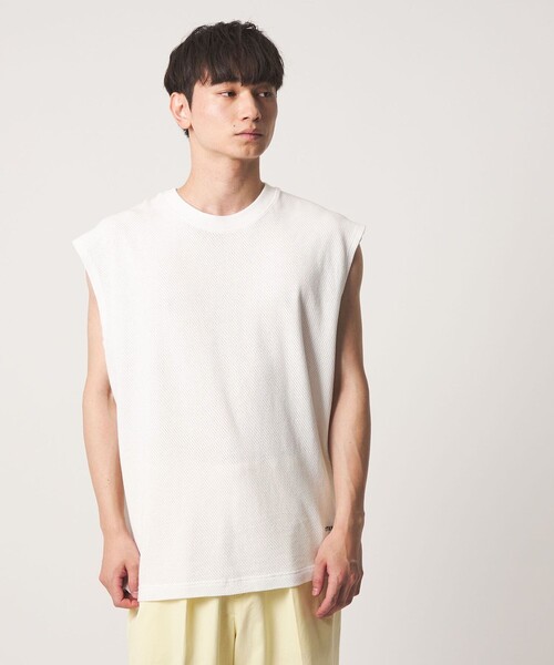 CITEN(シテン)の「<CITEN>コットンメッシュスリーブレスT(タンクトップ・メンズ・ホワイト/ブラック・L/M)」の3枚目の写真