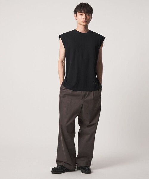 CITEN(シテン)の「<CITEN>コットンメッシュスリーブレスT(タンクトップ・メンズ・ホワイト/ブラック・L/M)」の6枚目の写真