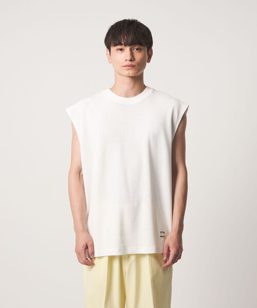 CITEN(シテン)の「<CITEN>コットンメッシュスリーブレスT(タンクトップ・メンズ・ホワイト/ブラック・L/M)」の7枚目の写真