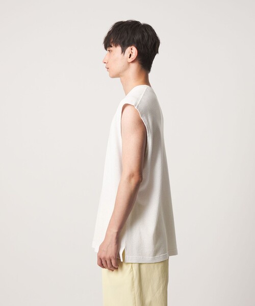 CITEN(シテン)の「<CITEN>コットンメッシュスリーブレスT(タンクトップ・メンズ・ホワイト/ブラック・L/M)」の8枚目の写真