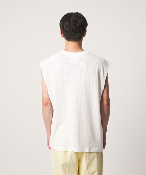 CITEN(シテン)の「<CITEN>コットンメッシュスリーブレスT(タンクトップ・メンズ・ホワイト/ブラック・L/M)」の9枚目の写真