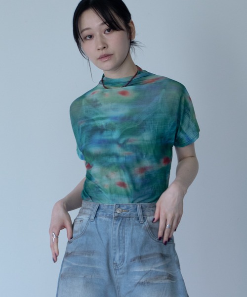 VACANCY(ヴァカンシー)の「フィルフィガーエアロプリーツシアートップス(Tシャツ/カットソー・レディース・グリーン・FREE)」の6枚目の写真