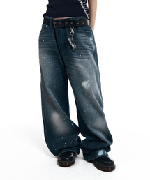 AAKAM（アーカム）の「Splatter Painted Denim Pants (Blue)（デニムパンツ）」