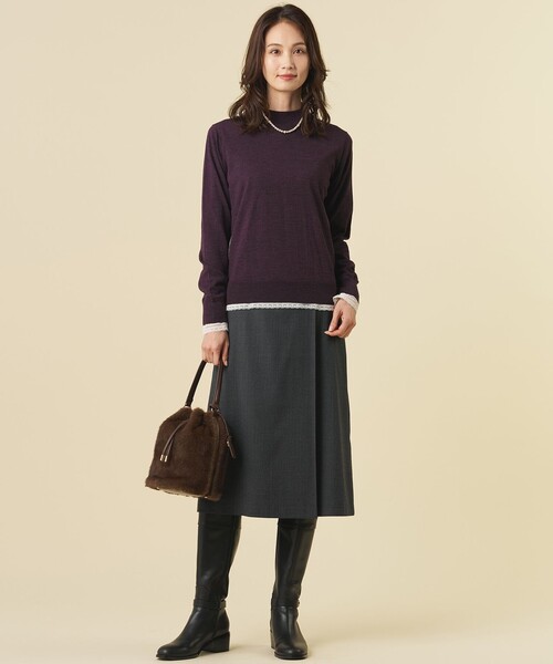 J.PRESS Ladies（J.プレス レディス）の「【レイヤードスタイルに】コットンスムース レースデザイン カットソー（Tシャツ/カットソー・レディース・ダルブルー系/ライトグレー系/ネイビー系/ホワイト系・SMALL）」の21枚目の写真