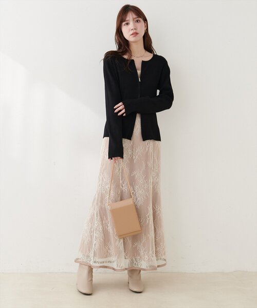 natural couture（ナチュラルクチュール）の「Wジップカーディガン（カーディガン/ボレロ・レディース・ブラック/ピンク/サックスブルー/ブラウン/ライトベージュ/オフホワイト・FREE）」の15枚目の写真