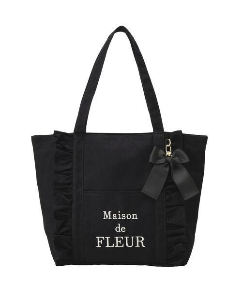 Maison de FLEUR(メゾンドフルール)の「フロントフリルマルチポケットトートバッグ(トートバッグ・レディース・アイボリー/ブラック・FREE)」の10枚目の写真