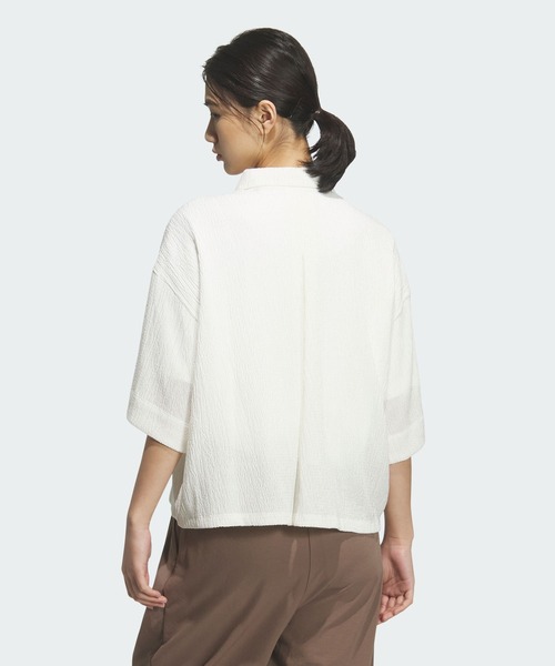 adidas(アディダス)の「ソフトリュクス シアー ルーズフィット 襟付き 半袖シャツ / アディダス adidas(Tシャツ/カットソー・レディース・ホワイト・XX-LARGE/LARGE/MEDIUM/SMALL/X-LARGE/X-SMALL)」の2枚目の写真