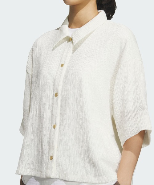 adidas(アディダス)の「ソフトリュクス シアー ルーズフィット 襟付き 半袖シャツ / アディダス adidas(Tシャツ/カットソー・レディース・ホワイト・XX-LARGE/LARGE/MEDIUM/SMALL/X-LARGE/X-SMALL)」の4枚目の写真