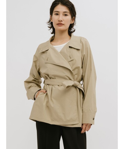 MIDIUMISOLID(ミディウミソリッド)の「MIDIUMISOLID for Ladies ラップトレンチシャツ(シャツ/ブラウス・レディース・ネイビー/ベージュ・FREE)」の1枚目の写真