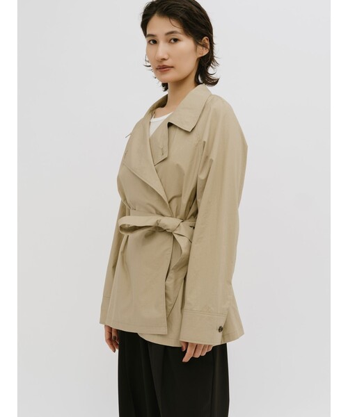 MIDIUMISOLID(ミディウミソリッド)の「MIDIUMISOLID for Ladies ラップトレンチシャツ(シャツ/ブラウス・レディース・ネイビー/ベージュ・FREE)」の8枚目の写真