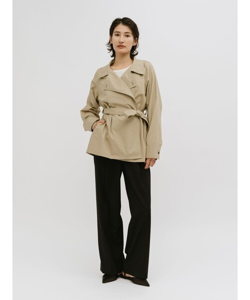 MIDIUMISOLID(ミディウミソリッド)の「MIDIUMISOLID for Ladies ラップトレンチシャツ(シャツ/ブラウス・レディース・ネイビー/ベージュ・FREE)」の5枚目の写真
