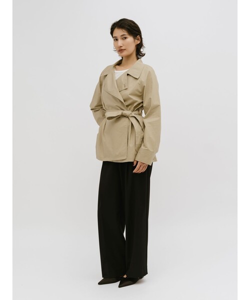 MIDIUMISOLID(ミディウミソリッド)の「MIDIUMISOLID for Ladies ラップトレンチシャツ(シャツ/ブラウス・レディース・ネイビー/ベージュ・FREE)」の4枚目の写真