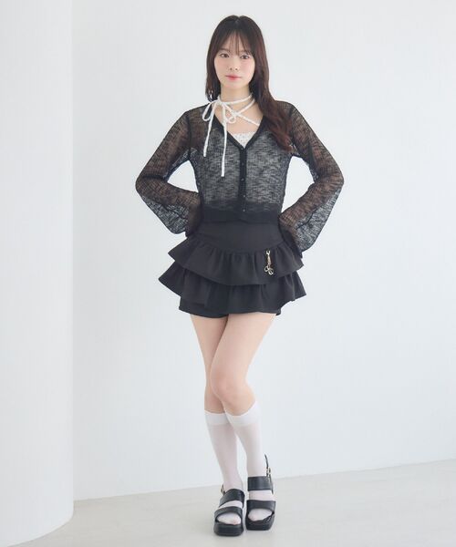 ems excite(エムズエキサイト)の「チャーム付きフリルスカパン(スカート・レディース・ナチュラル/ダークグレー/ブラック・FREE)」の15枚目の写真