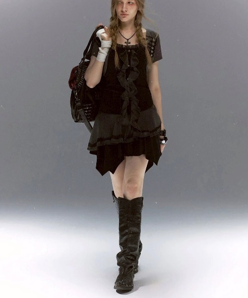 Cest Nous(セヌー)の「【Cest Nous】Napoleon dress / 【セヌー】ナポレオンレースフリルワンピース(ワンピース・レディース・ベージュ/ブラック・S/M)」の10枚目の写真