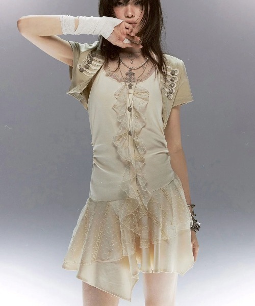 Cest Nous(セヌー)の「【Cest Nous】Napoleon dress / 【セヌー】ナポレオンレースフリルワンピース(ワンピース・レディース・ベージュ/ブラック・S/M)」の15枚目の写真